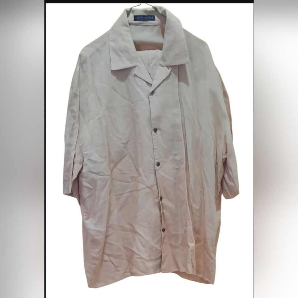 Creme de Silk Mens 100% Linen Short Set. Size XL Cream